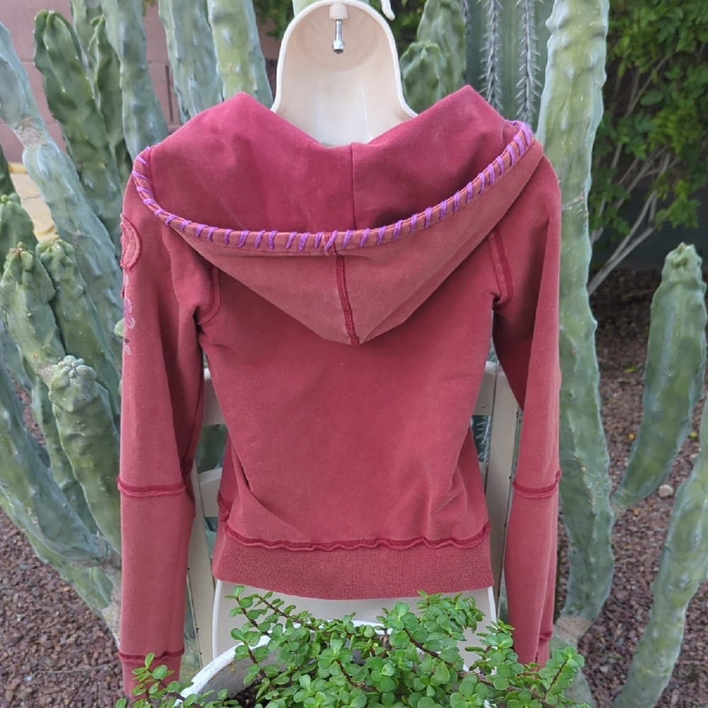 Y2K Princy By Jessica Simpson Floral Embroidered Hoodie Size Small - Picture 2 of 7